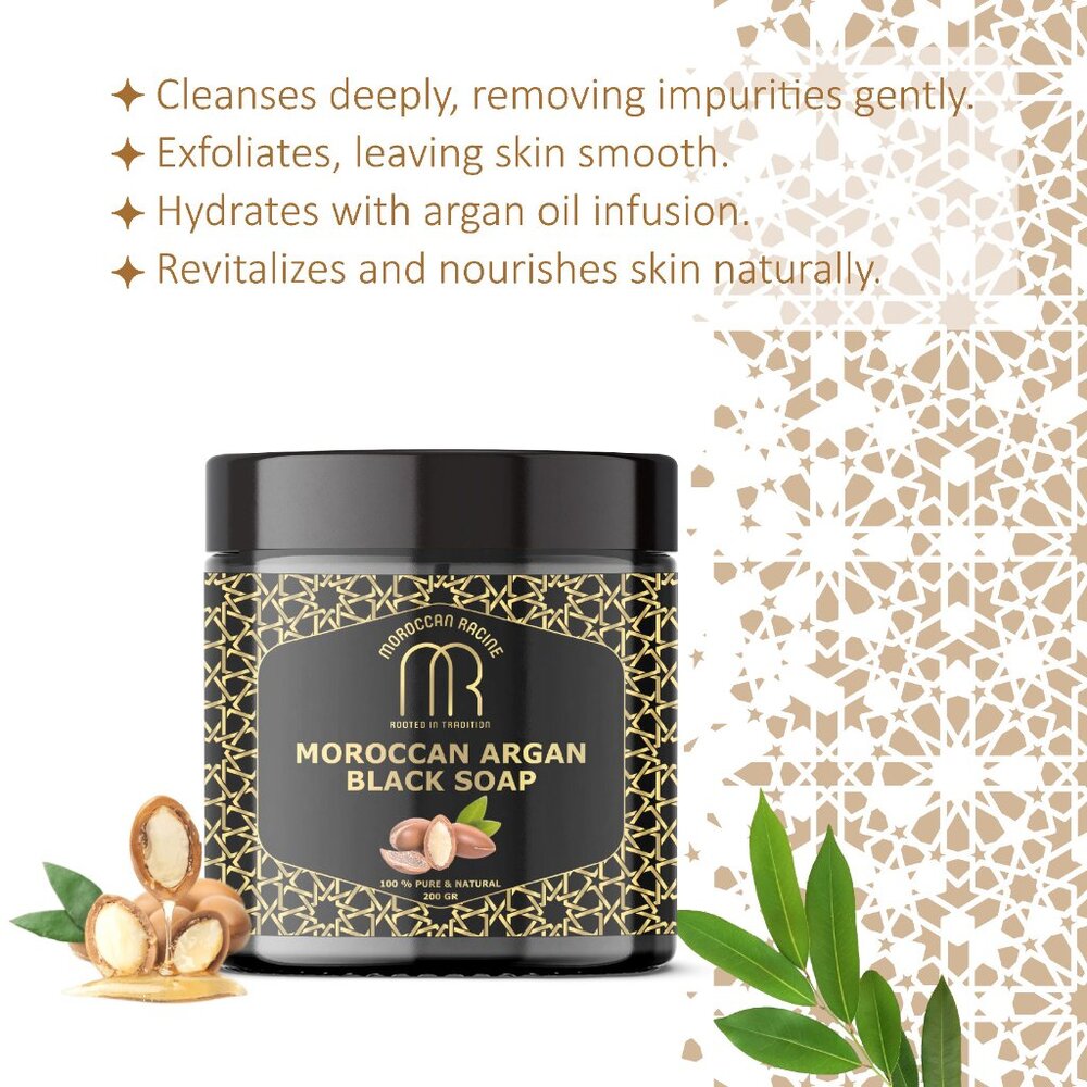 Moroccan Racine Argan Black Soap never used 200gr